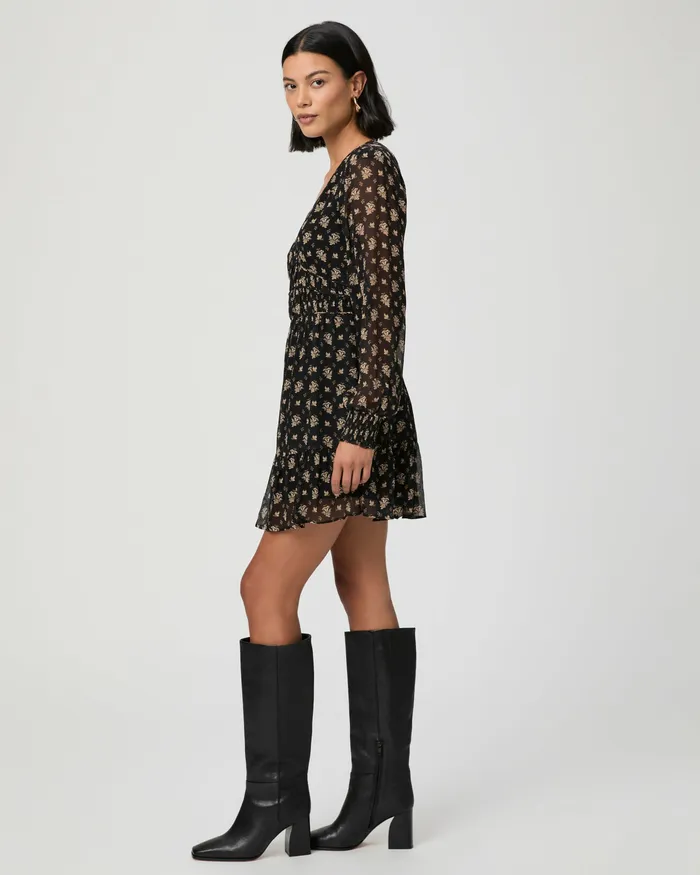 Women Brasserie Dress 8211 Black Multi Silk Dresses PAIGE