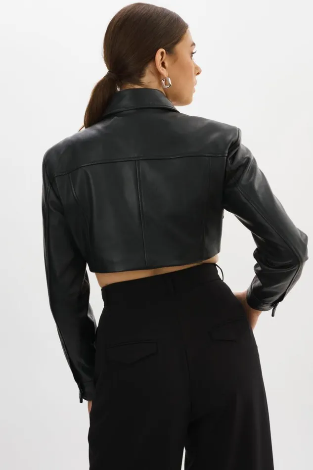 Women BRIELLE Cropped Leather Jacket Black LAMARQUE Leather Jackets Women BRIELLE Cropped Leather Jacket Black LAMARQUE Leather Jackets