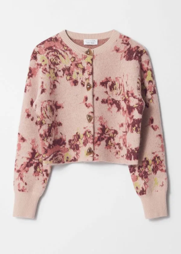 Women Cardigans and Other Stories FloralJacquard Cardigan Beigeandpink