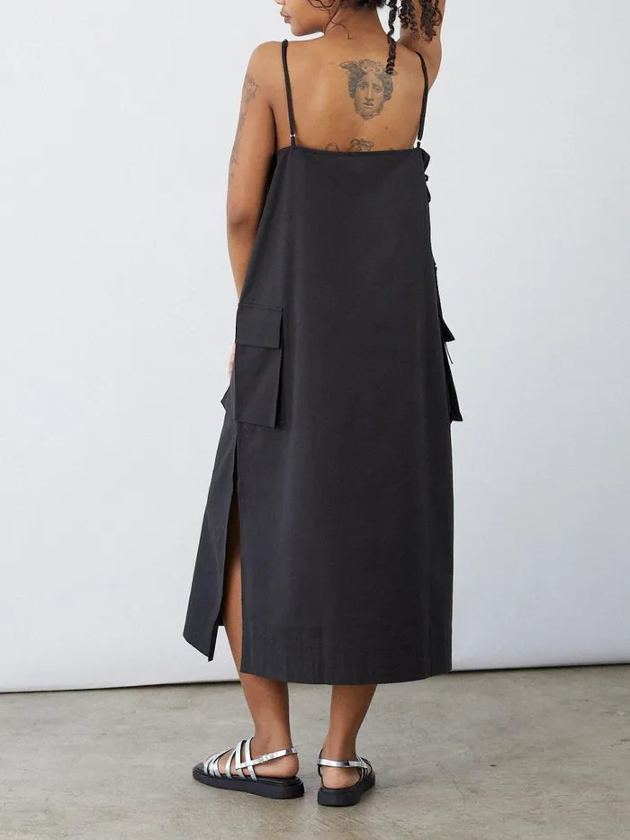 Women Cargo Tie Midi Dress Black Lisa Says Gah Dresses