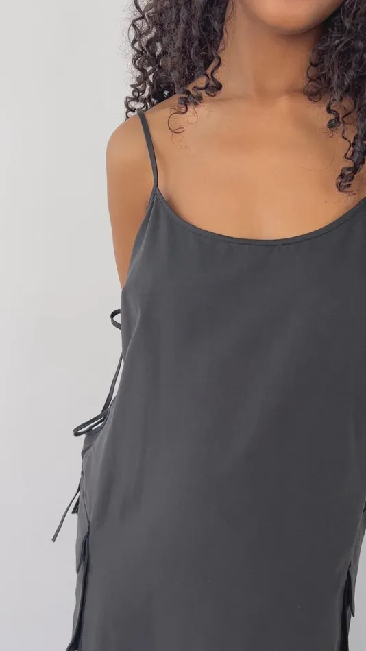 Women Cargo Tie Midi Dress Black Lisa Says Gah Dresses