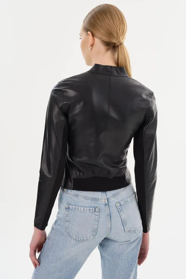 Women CHAPIN Reversible Leather Bomber Blacksilver LAMARQUE Bombers Women CHAPIN Reversible Leather Bomber Blacksilver LAMARQUE Bombers
