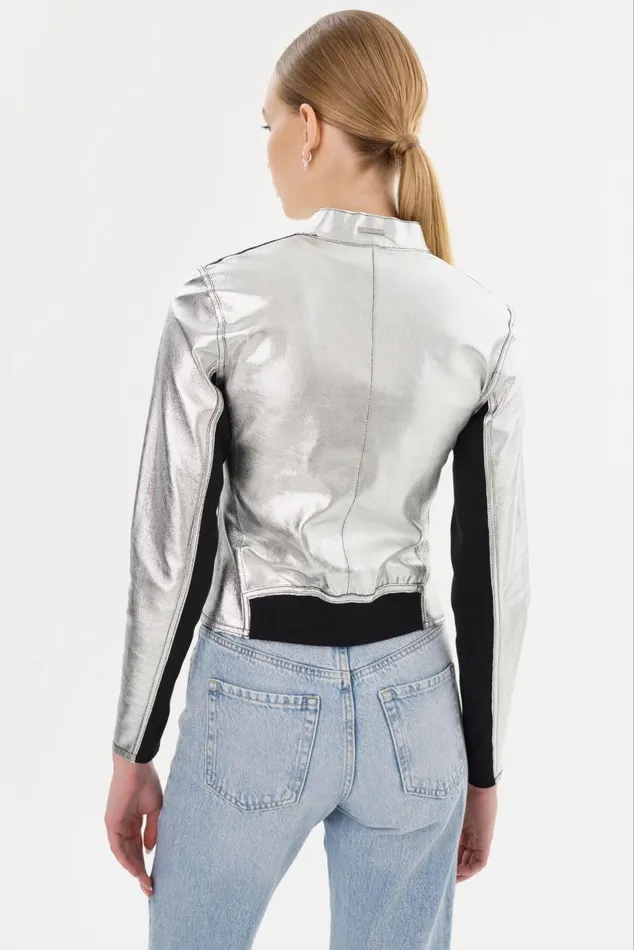 Women CHAPIN Reversible Leather Bomber Blacksilver LAMARQUE Bombers Women CHAPIN Reversible Leather Bomber Blacksilver LAMARQUE Bombers