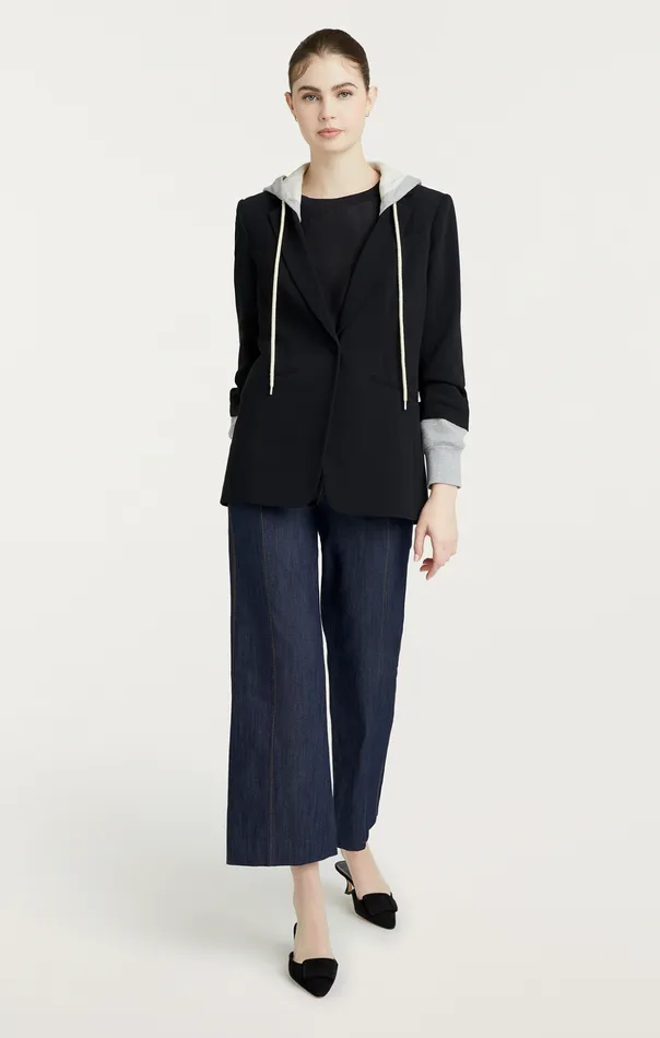 Women Cinq Sept Blazers Hooded Khloe Blazer Blackheather Grey
