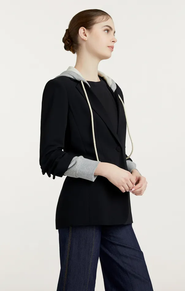Women Cinq Sept Blazers Hooded Khloe Blazer Blackheather Grey