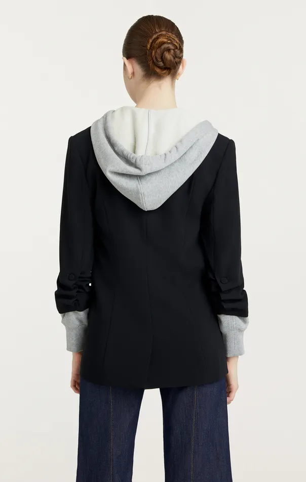 Women Cinq Sept Blazers Hooded Khloe Blazer Blackheather Grey