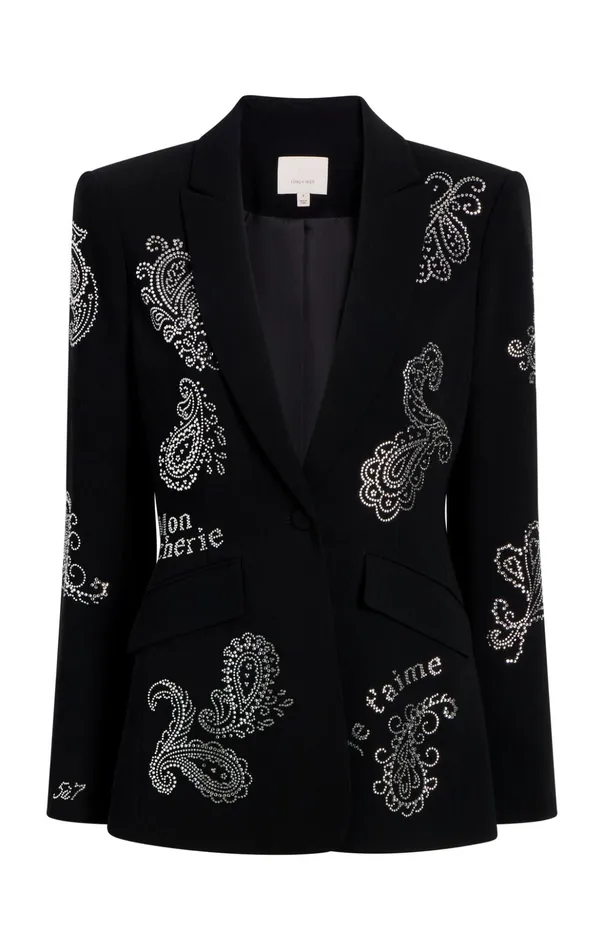 Women Cinq Sept Blazers Mini Paisley Embellished Cheyenne Blazer Black