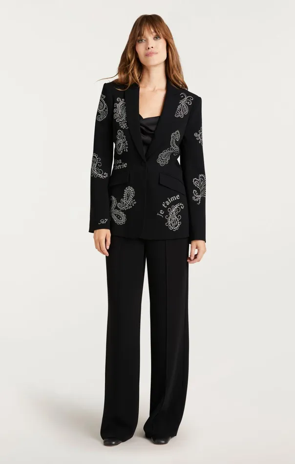Women Cinq Sept Blazers Mini Paisley Embellished Cheyenne Blazer Black