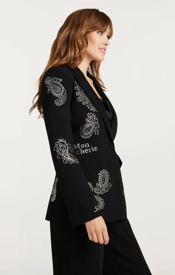Women Cinq Sept Blazers Mini Paisley Embellished Cheyenne Blazer Black