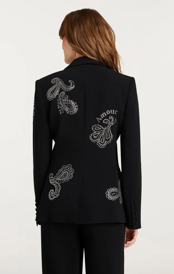 Women Cinq Sept Blazers Mini Paisley Embellished Cheyenne Blazer Black
