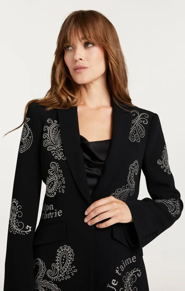 Women Cinq Sept Blazers Mini Paisley Embellished Cheyenne Blazer Black