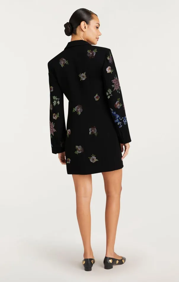 Women Cinq Sept Cocktail and Evening Heatset Pansy Garden Long Sleeve Joel Dress Blackmulti