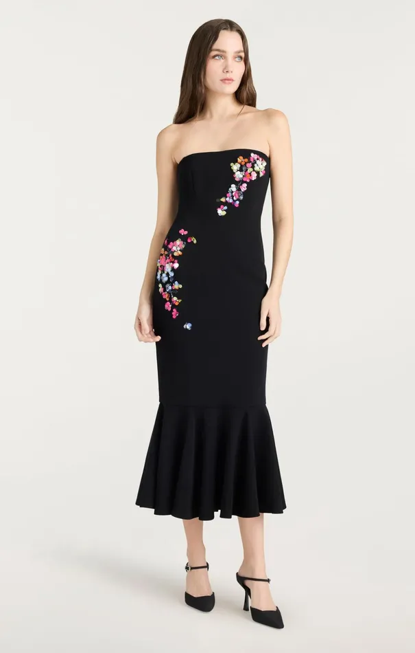 Women Cinq Sept Cocktail and Evening Paillette Vines Juniper Dress Blackmulti