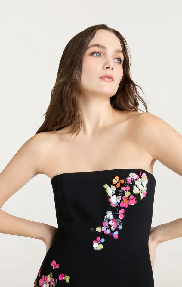 Women Cinq Sept Cocktail and Evening Paillette Vines Juniper Dress Blackmulti