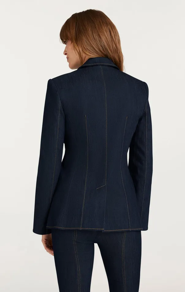 Women Cinq Sept Denim Crystal Denim Bow Cheyenne Blazer Indigo