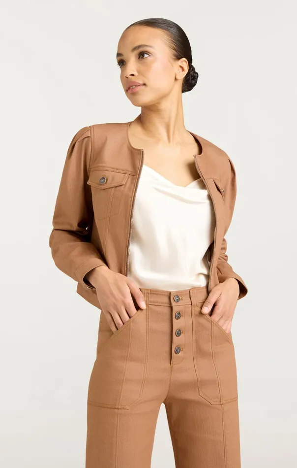 Women Cinq Sept Denim Dalia Jacket Cocoa