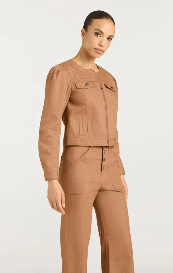 Women Cinq Sept Denim Dalia Jacket Cocoa