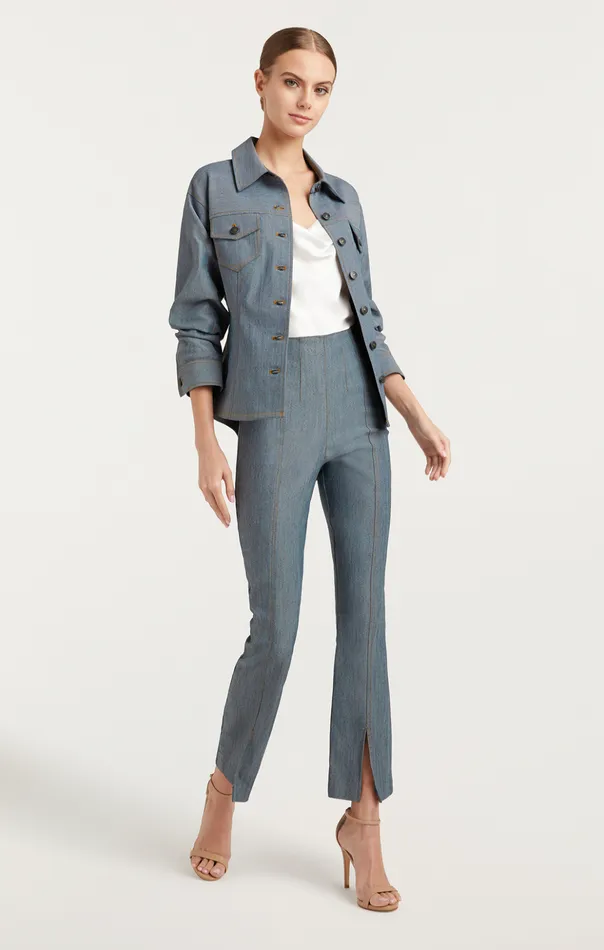 Women Cinq Sept Denim Reverse Denim Scrunched Canyon Jacket Light Indigo