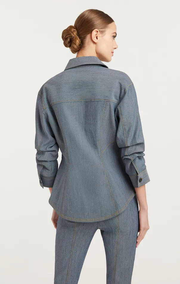 Women Cinq Sept Denim Reverse Denim Scrunched Canyon Jacket Light Indigo