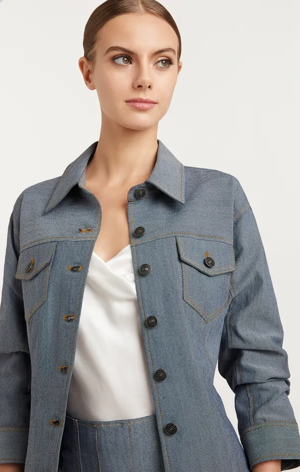 Women Cinq Sept Denim Reverse Denim Scrunched Canyon Jacket Light Indigo