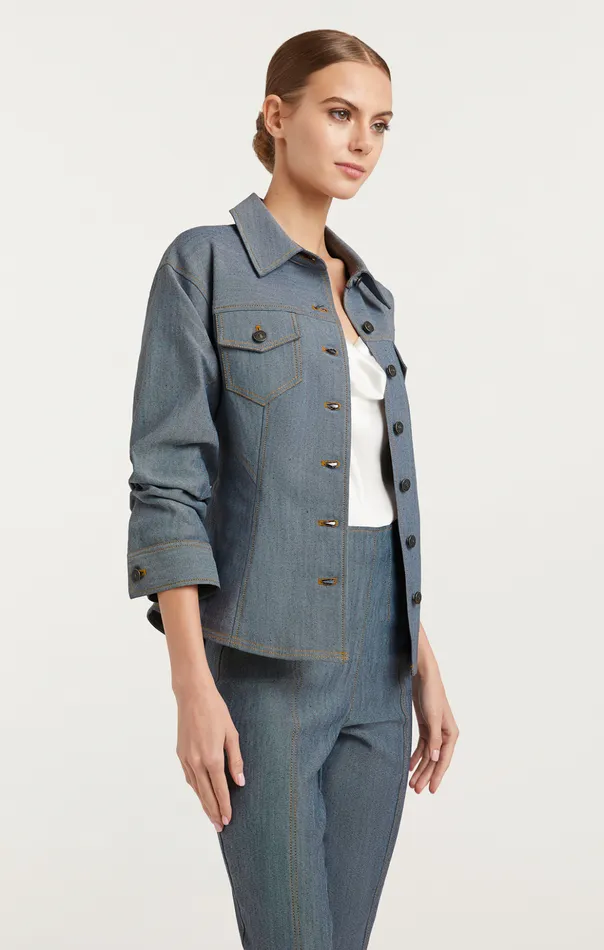 Women Cinq Sept Denim Reverse Denim Scrunched Canyon Jacket Light Indigo
