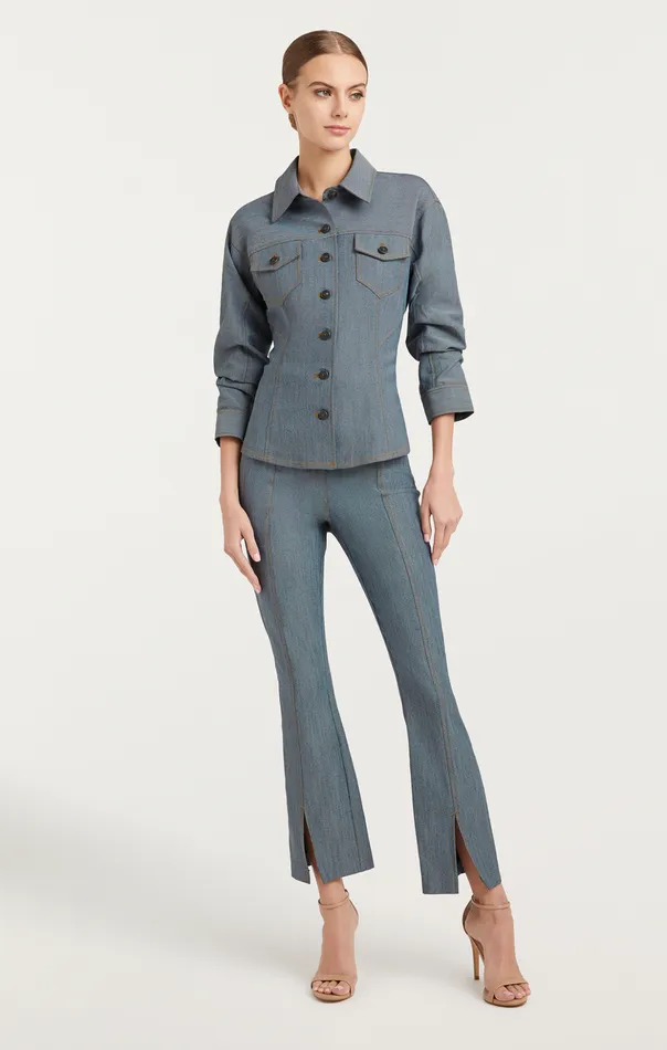 Women Cinq Sept Denim Reverse Denim Scrunched Canyon Jacket Light Indigo