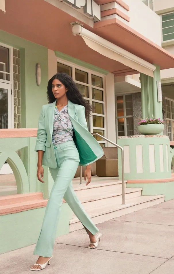 Women Cinq Sept Denim Shanis Pant Light Marine Green