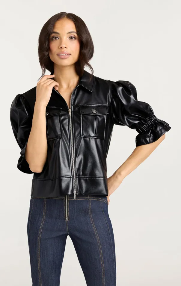 Women Cinq Sept Jackets Lite Vegan Leather Holly Jacket Black