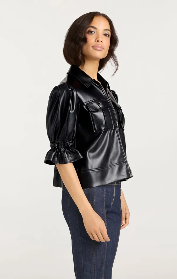 Women Cinq Sept Jackets Lite Vegan Leather Holly Jacket Black