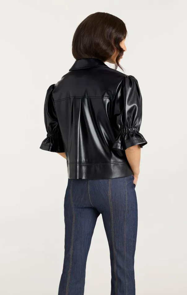 Women Cinq Sept Jackets Lite Vegan Leather Holly Jacket Black
