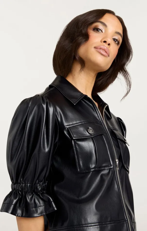 Women Cinq Sept Jackets Lite Vegan Leather Holly Jacket Black
