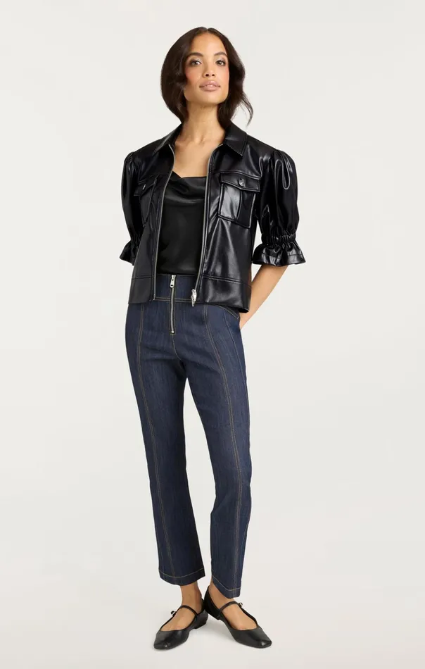 Women Cinq Sept Jackets Lite Vegan Leather Holly Jacket Black