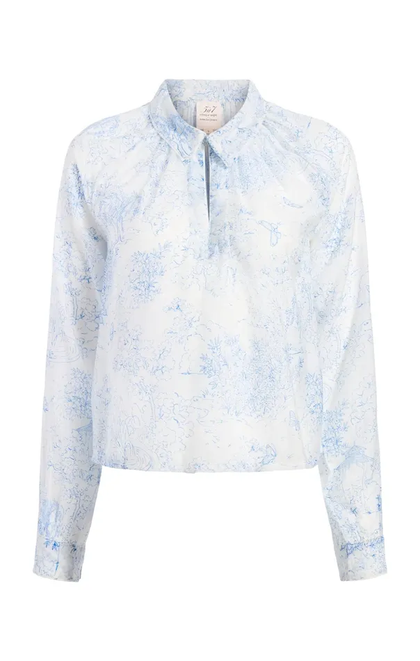 Women Cinq Sept Long Sleeve Tops Garden Toile Mila Top Whiteblue
