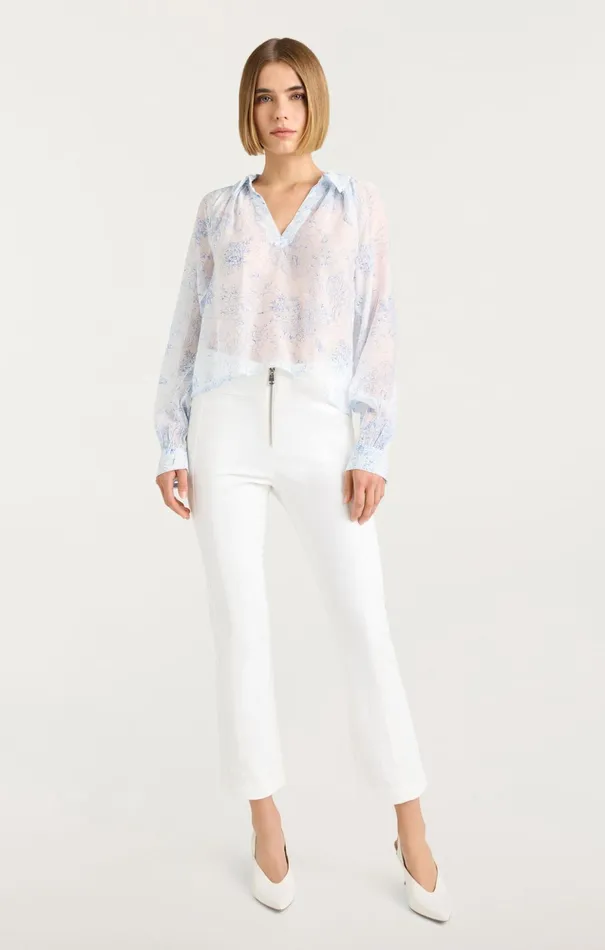 Women Cinq Sept Long Sleeve Tops Garden Toile Mila Top Whiteblue