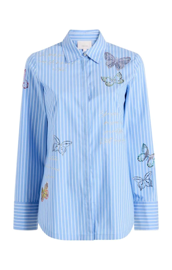 Women Cinq Sept Long Sleeve Tops Lisa Top French Bluewhite