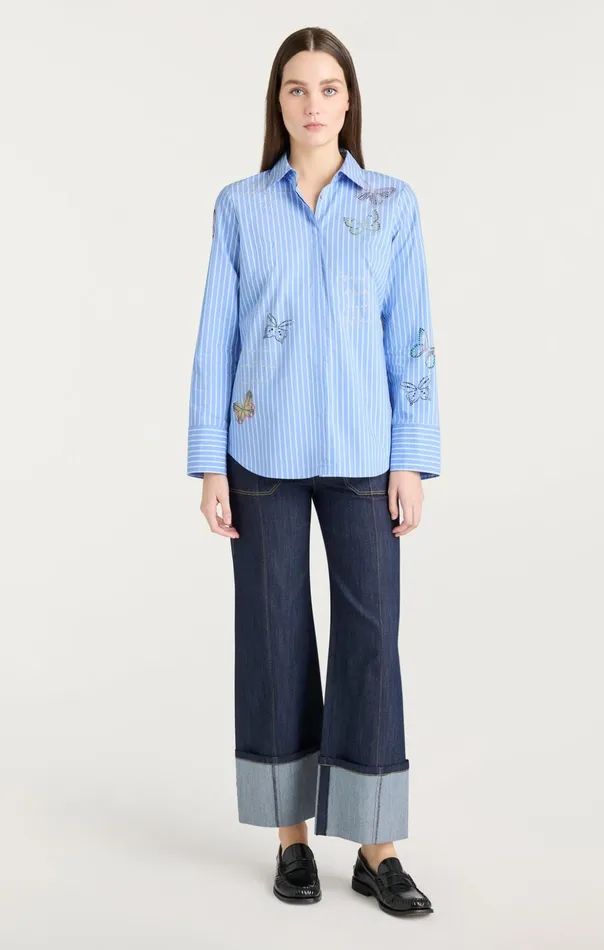 Women Cinq Sept Long Sleeve Tops Lisa Top French Bluewhite