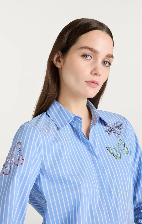 Women Cinq Sept Long Sleeve Tops Lisa Top French Bluewhite