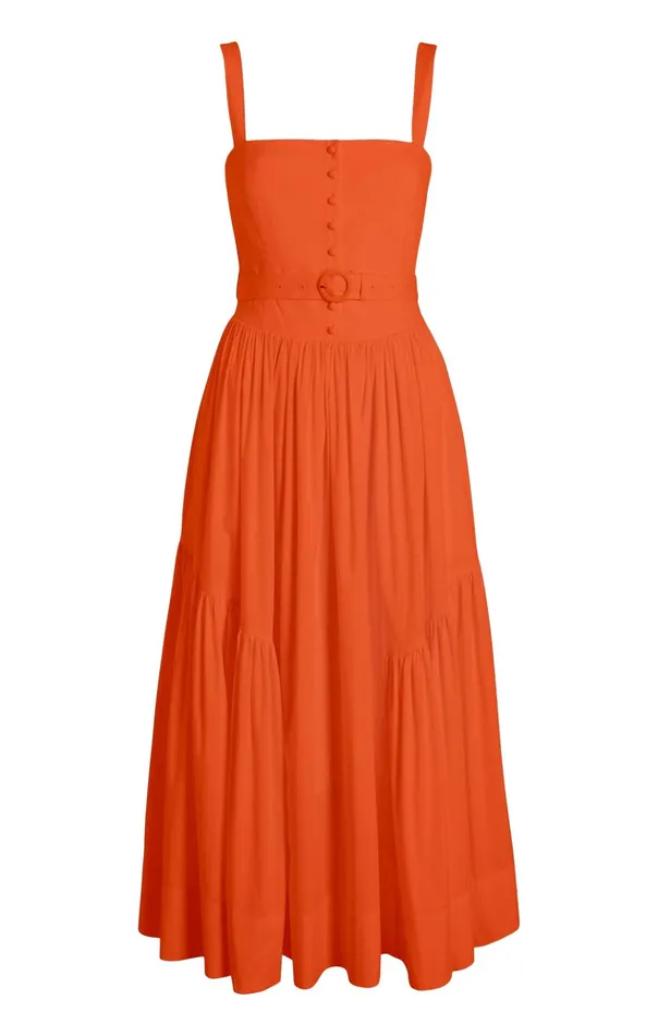 Women Cinq Sept Midi Amber Dress Deep Tangelo