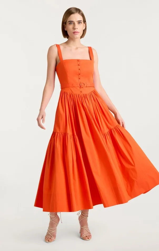 Women Cinq Sept Midi Amber Dress Deep Tangelo