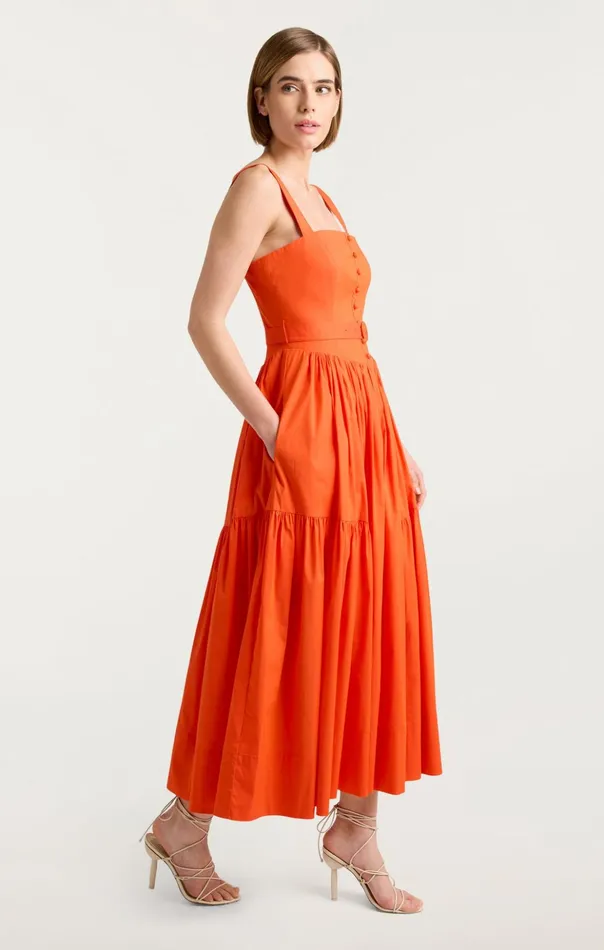 Women Cinq Sept Midi Amber Dress Deep Tangelo