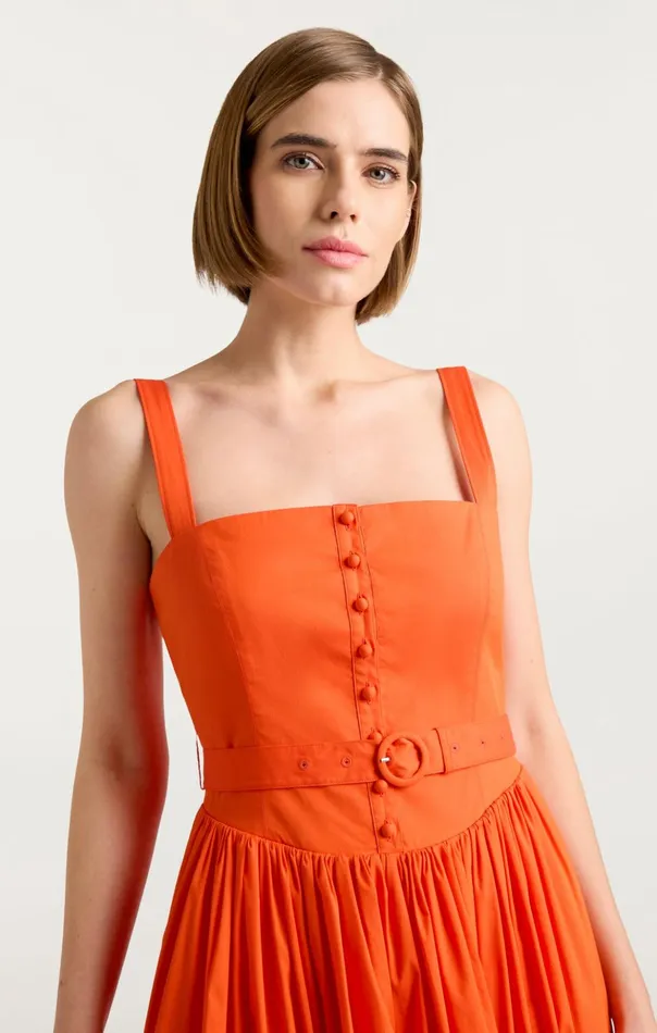 Women Cinq Sept Midi Amber Dress Deep Tangelo