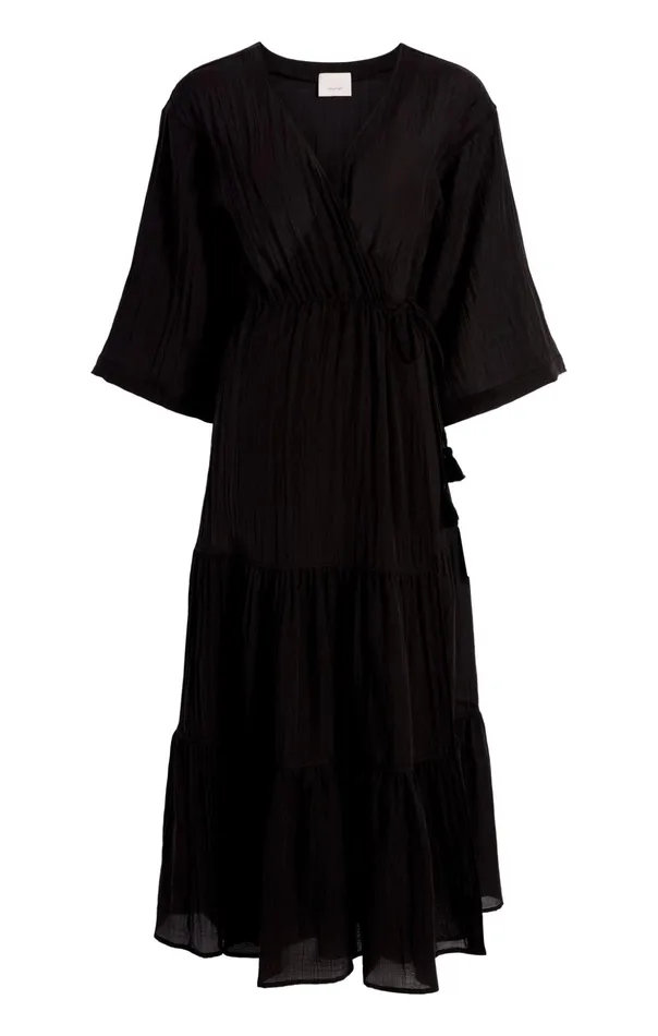 Women Cinq Sept Midi Crinkle Tencel Torey Dress Black