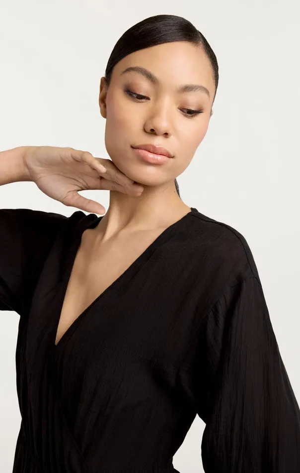 Women Cinq Sept Midi Crinkle Tencel Torey Dress Black