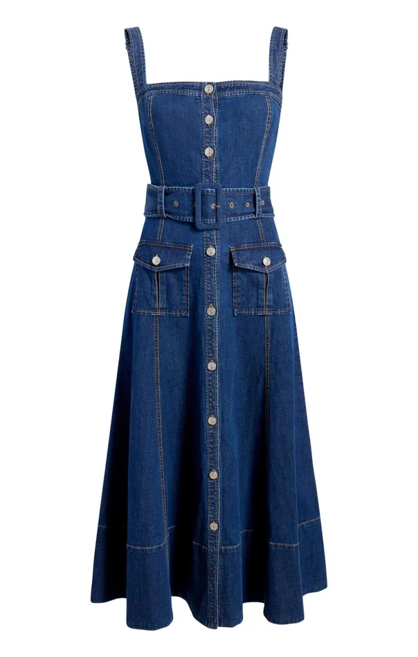 Women Cinq Sept Midi Vega Dress Medium Wash