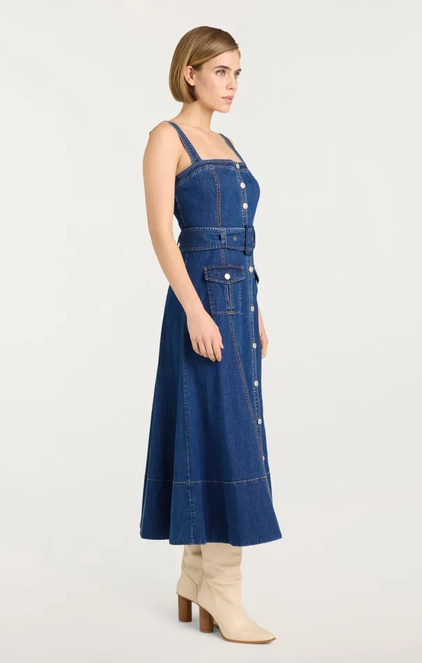 Women Cinq Sept Midi Vega Dress Medium Wash