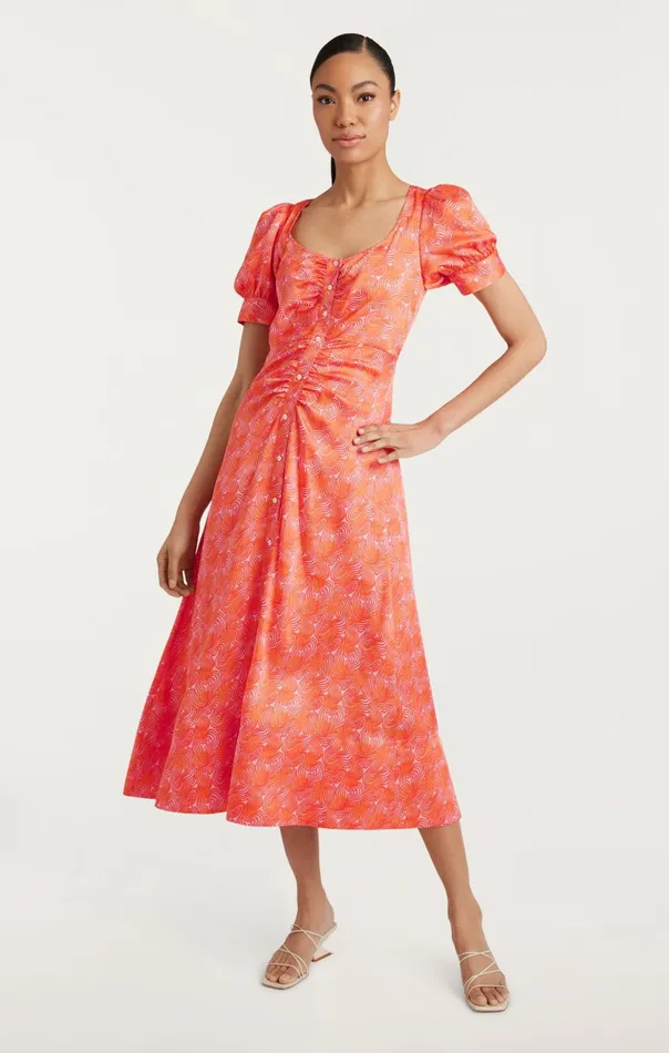 Women Cinq Sept Midi Ximena Dress Pale Flamingoorange