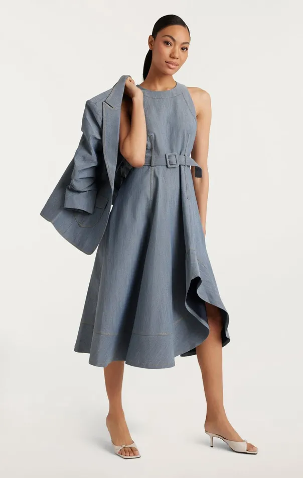 Women Cinq Sept Midi Zelda Dress Light Indigo