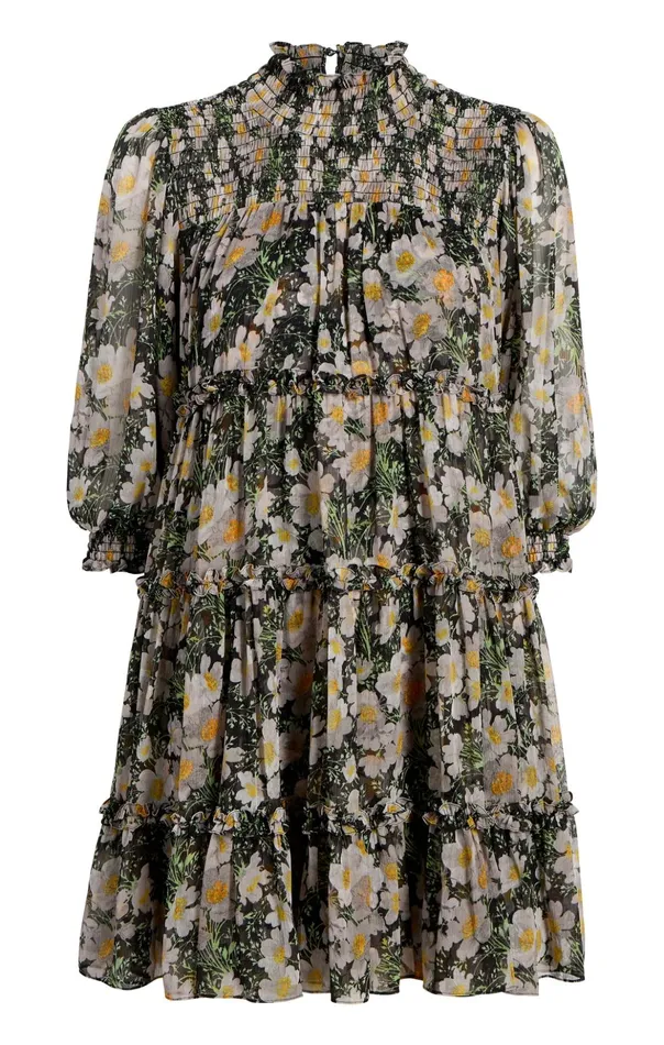 Women Cinq Sept Mini Cosmo Flowers Olive Dress Blacklondon Fog