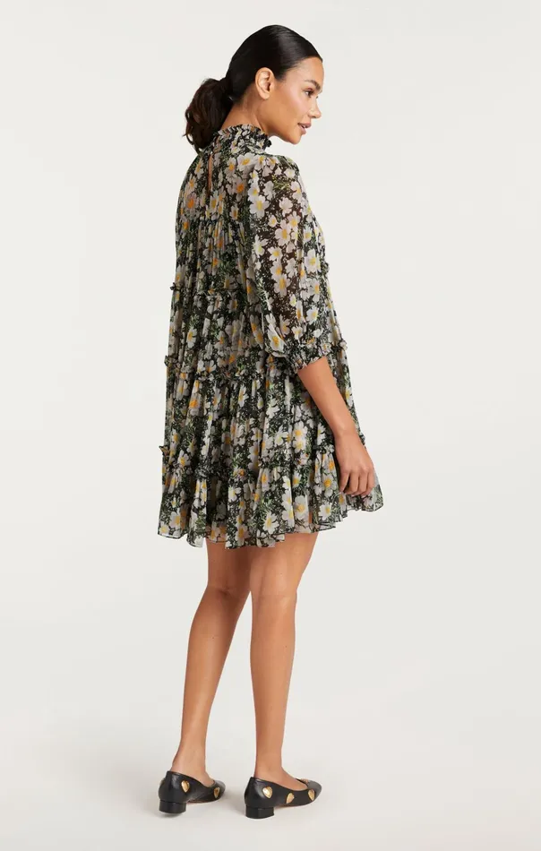 Women Cinq Sept Mini Cosmo Flowers Olive Dress Blacklondon Fog