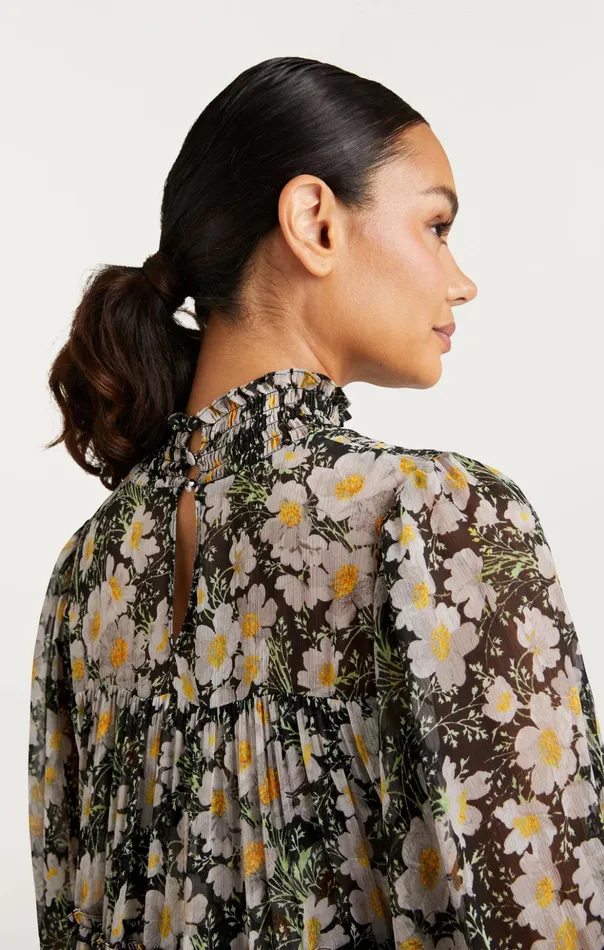 Women Cinq Sept Mini Cosmo Flowers Olive Dress Blacklondon Fog